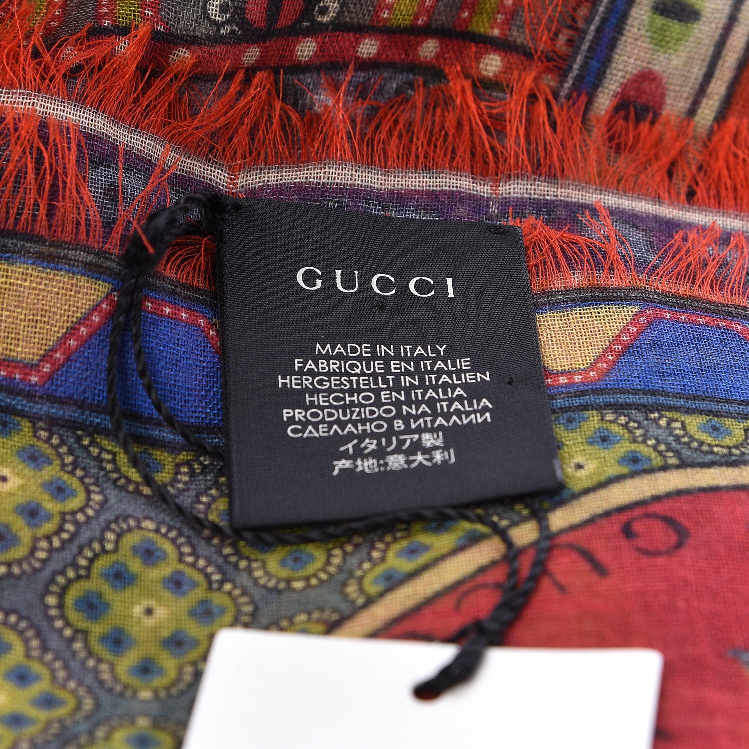 Gucci Cashmere Wool Silk Tiger Card Scarf Multicolor 4 of 5