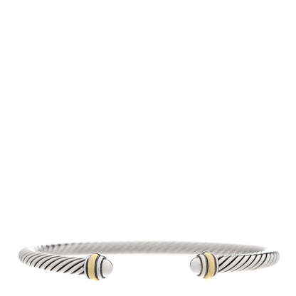 David Yurman Sterling Silver 18K Yellow Gold 4mm Cable Classics Bracelet 1 of 5