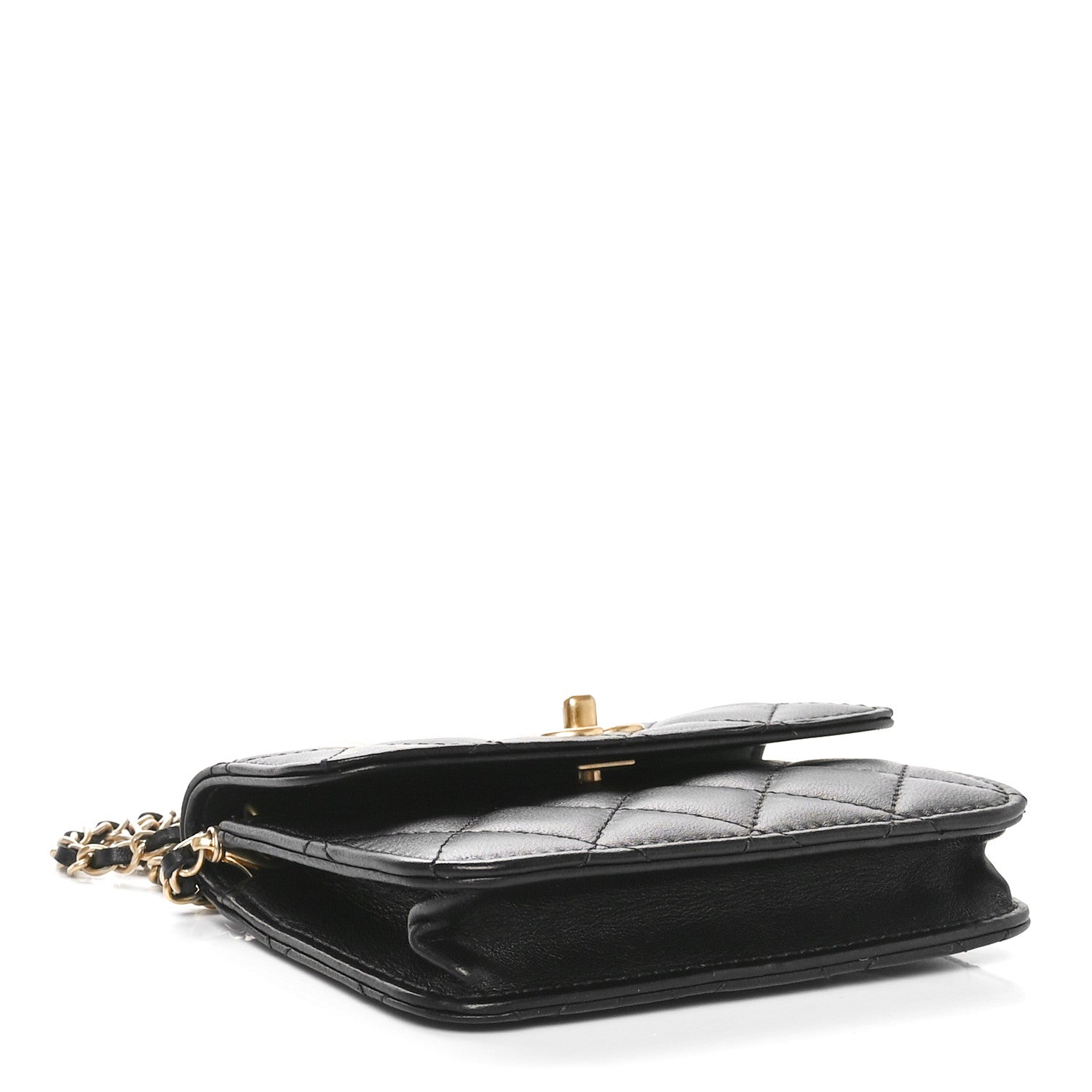 Chanel Lambskin Quilted Pearl Crush Clutch With Chain Black 3 of 11