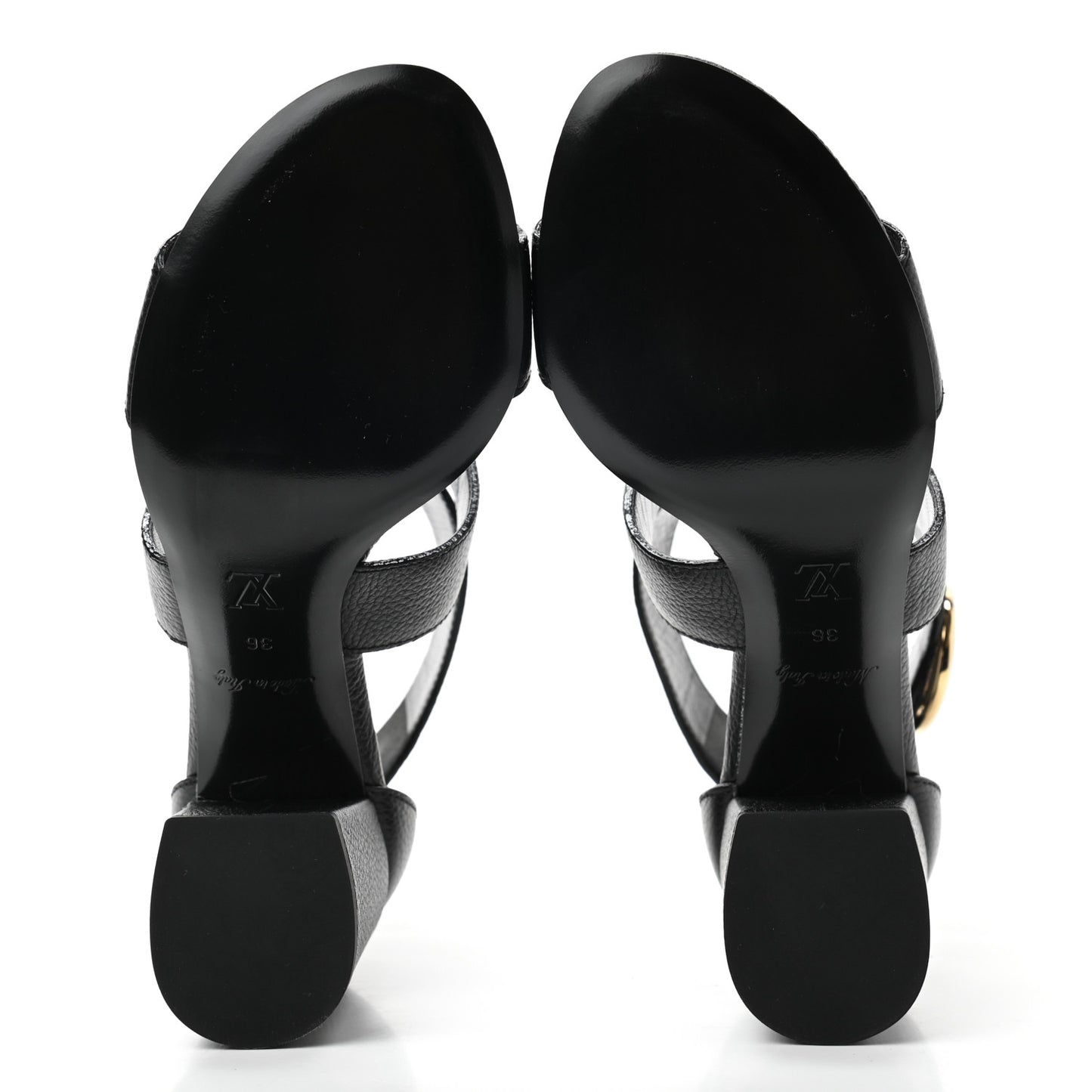 Calfskin Horizon Sandals 36 Black