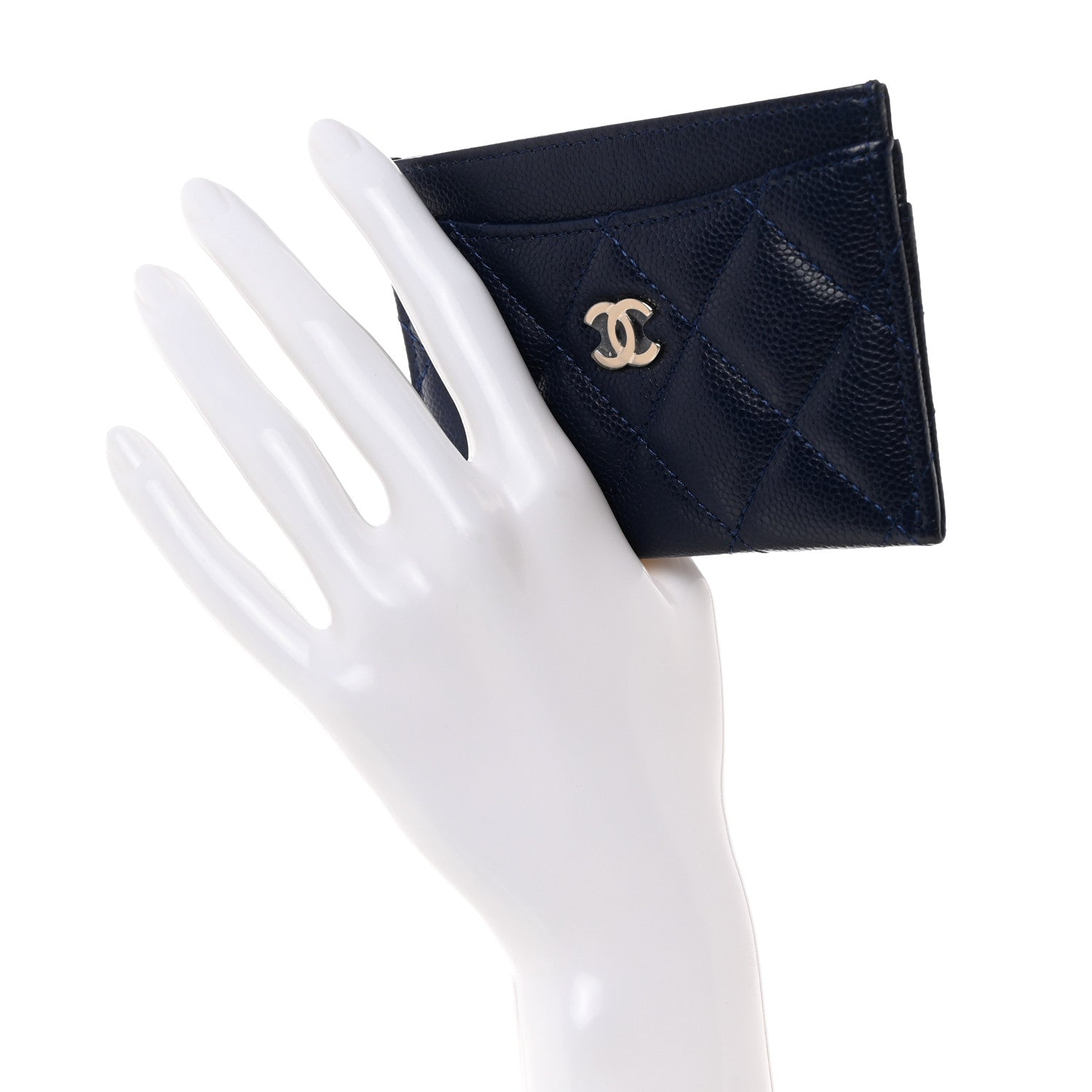 Chanel Caviar Quilted Card Holder Navy 2 of 9