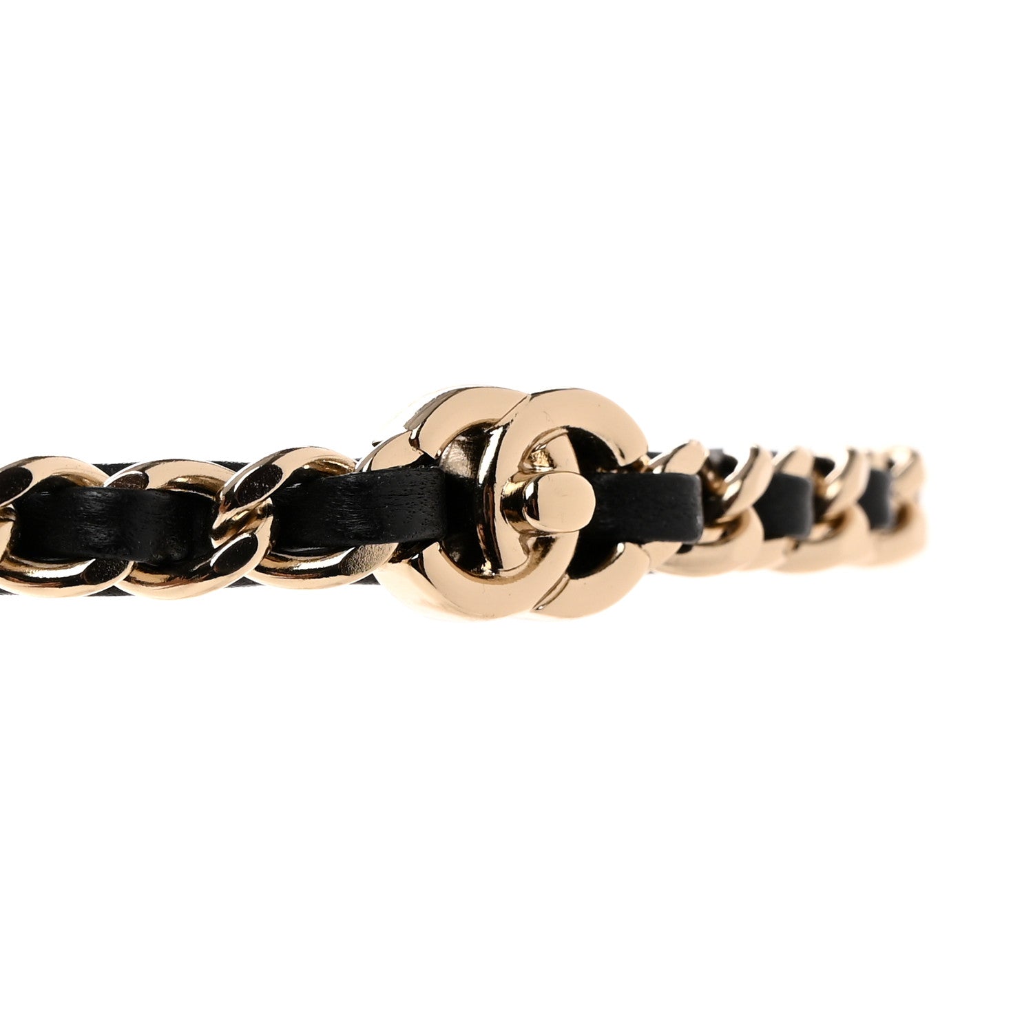 Chanel Metal Lambskin CC Turnlock Chain Headband Gold Black 4 of 4