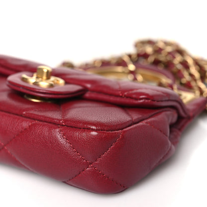 Chanel Calfskin Quilted Lady Handle Flap Card Holder With Chain Red 11 of 11