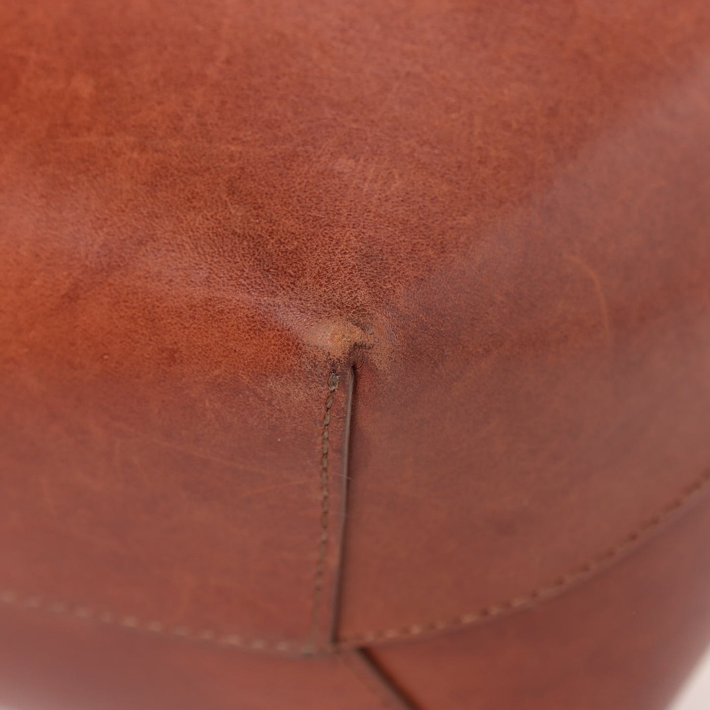Vegetable Tanned Calfskin Mini Bucket Bag Brandy Natural