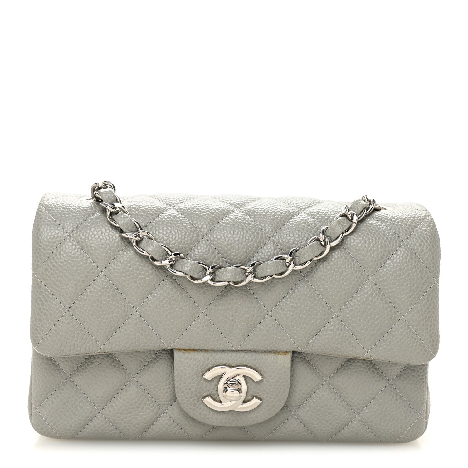 Chanel Caviar Quilted Mini Rectangular Flap Light Grey 1 of 13