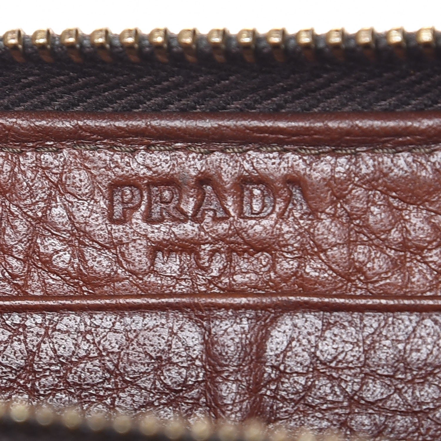 Prada Vitello Daino Metal Zip Around Wallet Cacao 7 of 10