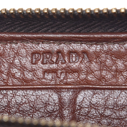 Prada Vitello Daino Metal Zip Around Wallet Cacao 7 of 10