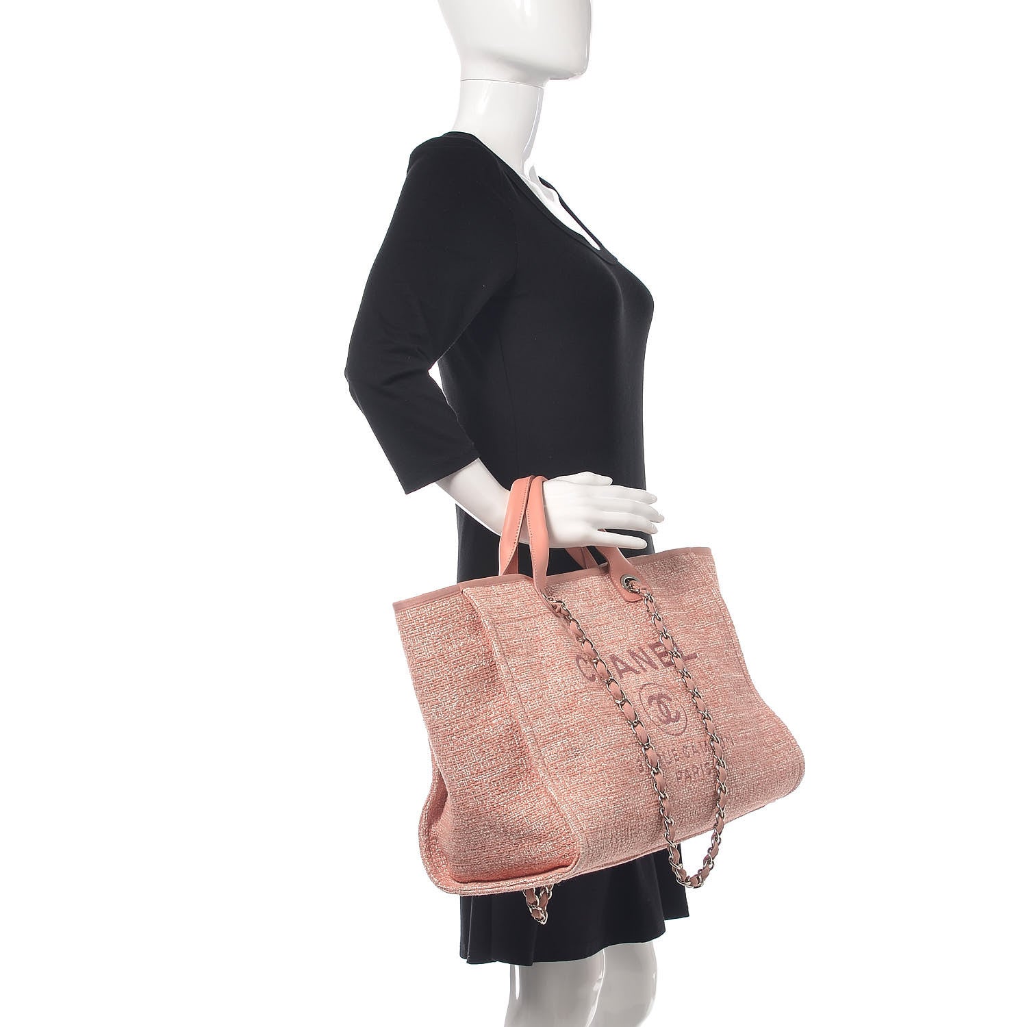 Chanel Straw Lurex Large Deauville Tote Pink 2 of 13