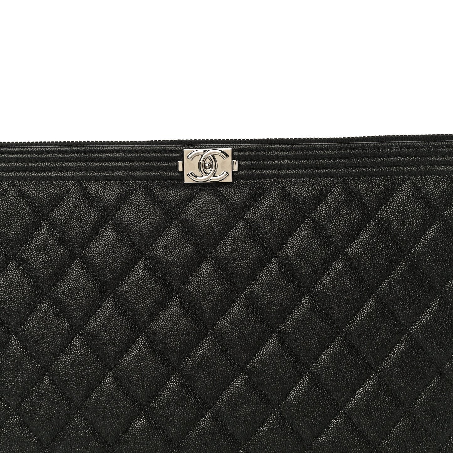 Caviar Quilted Medium Boy Cosmetic Case Black