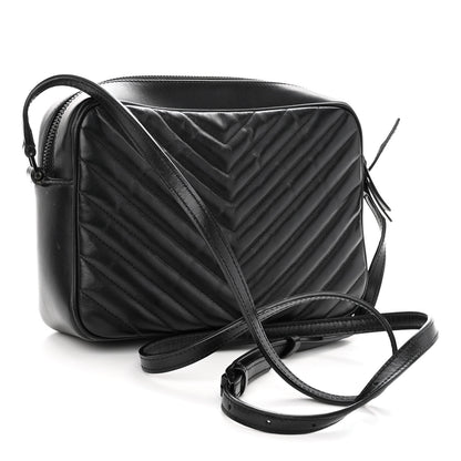 Saint Laurent Calfskin Matelasse Monogram Monochrome Lou Camera Bag Black 3 of 12