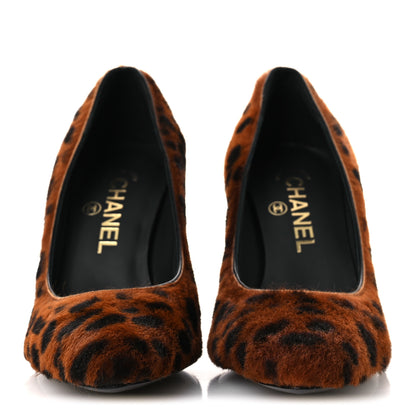 Chanel Pony Hair Lambskin Pumps 37 Brown Black 3 of 11