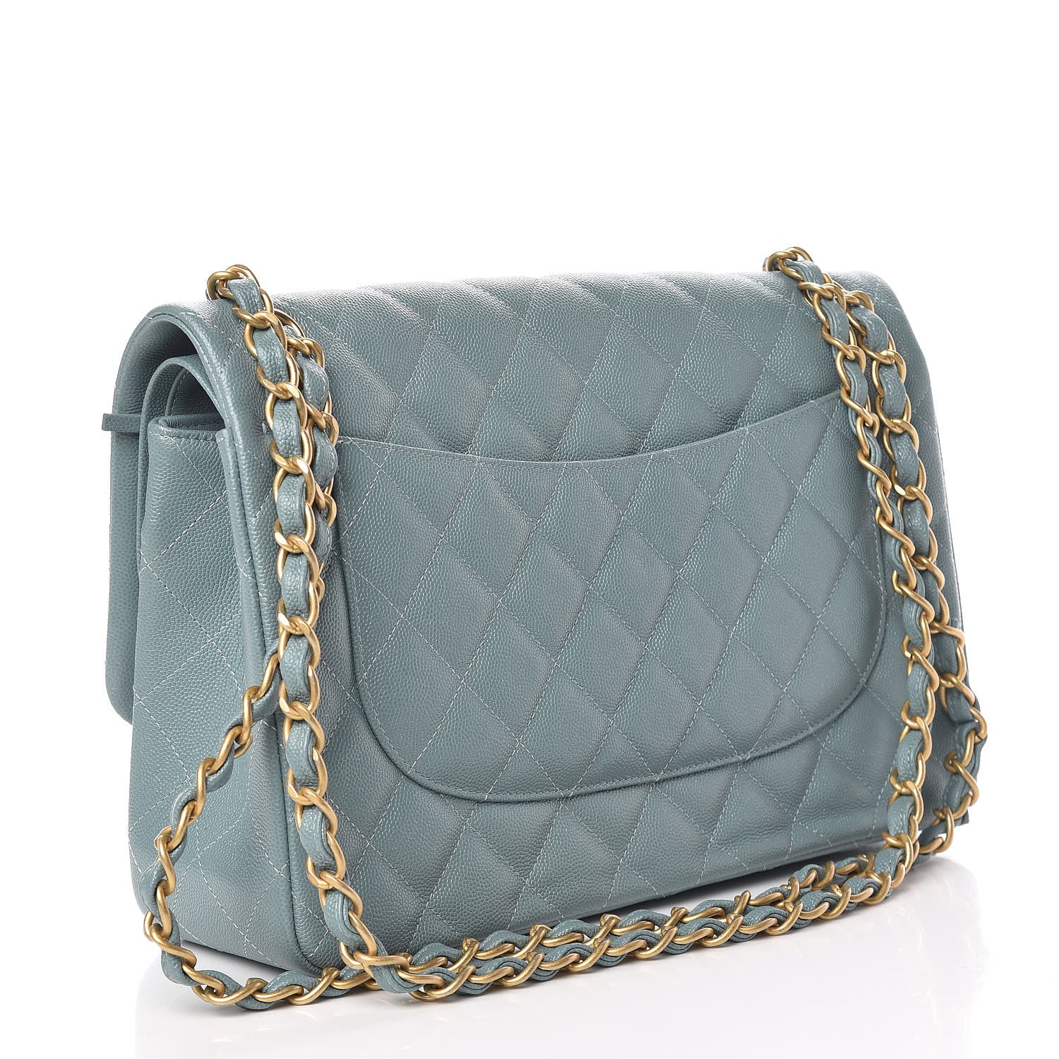 Chanel Iridescent Caviar Quilted Jumbo Double Flap Light Blue 3 of 10