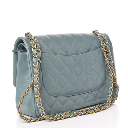 Chanel Iridescent Caviar Quilted Jumbo Double Flap Light Blue 3 of 10