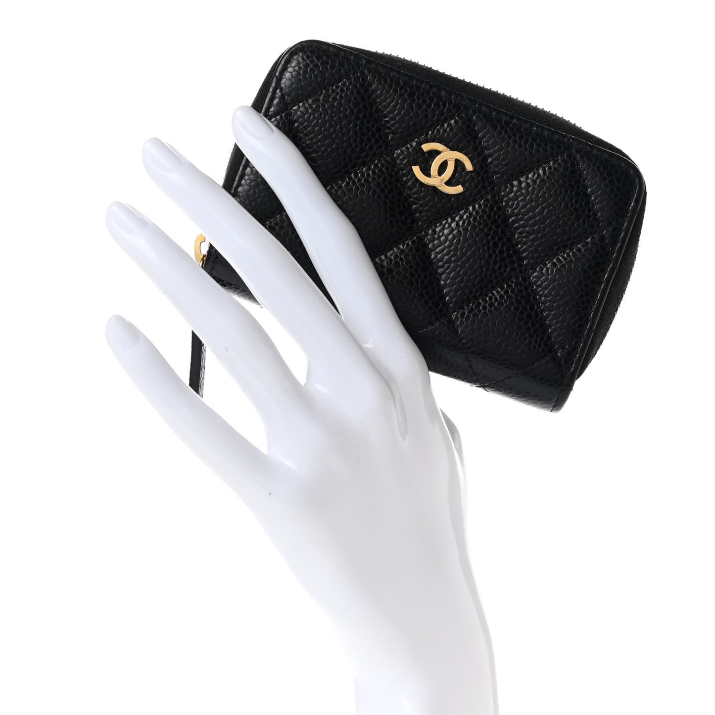 Caviar Quilted Zip Coin Purse Black