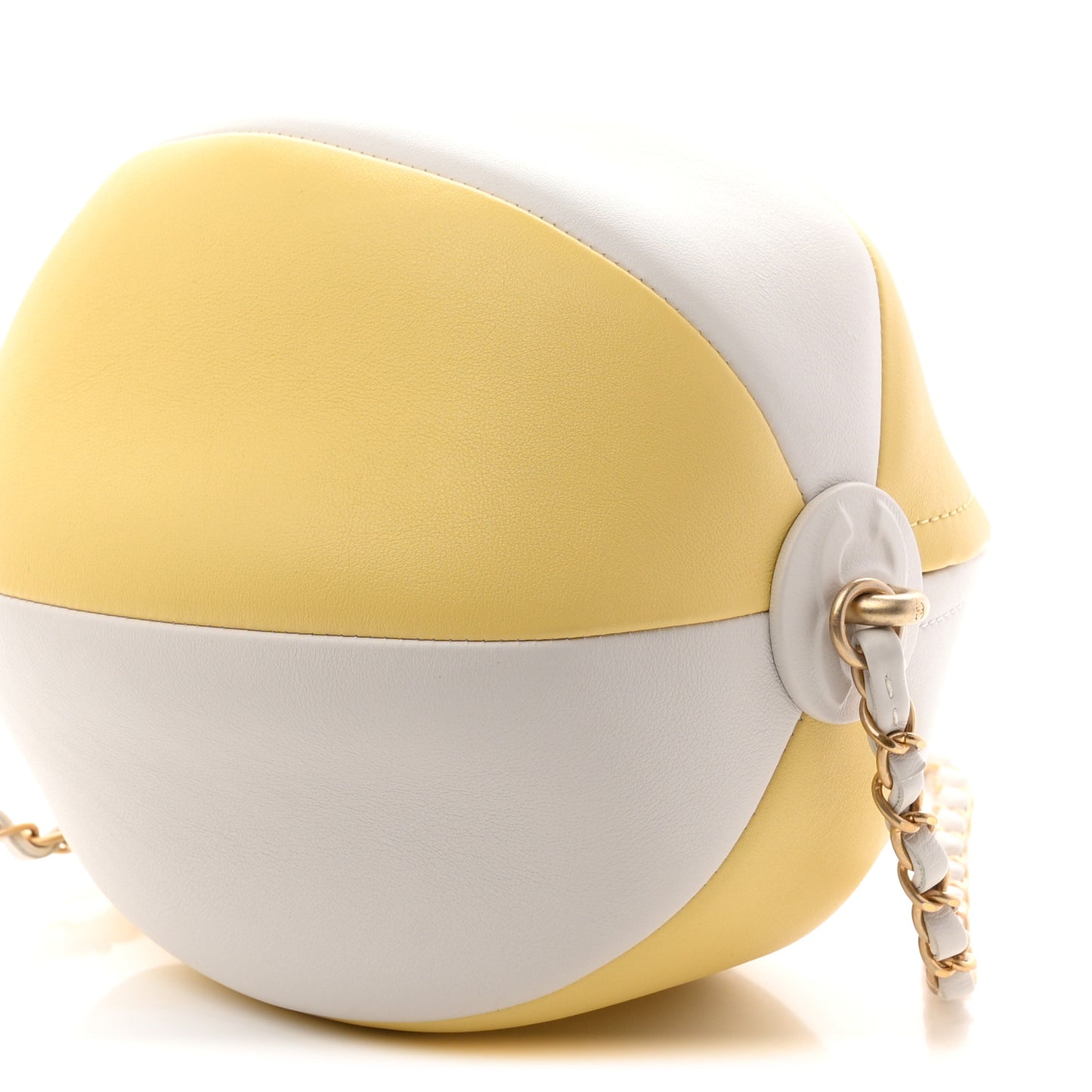 Calfskin Coco Beach Ball Bag White Yellow
