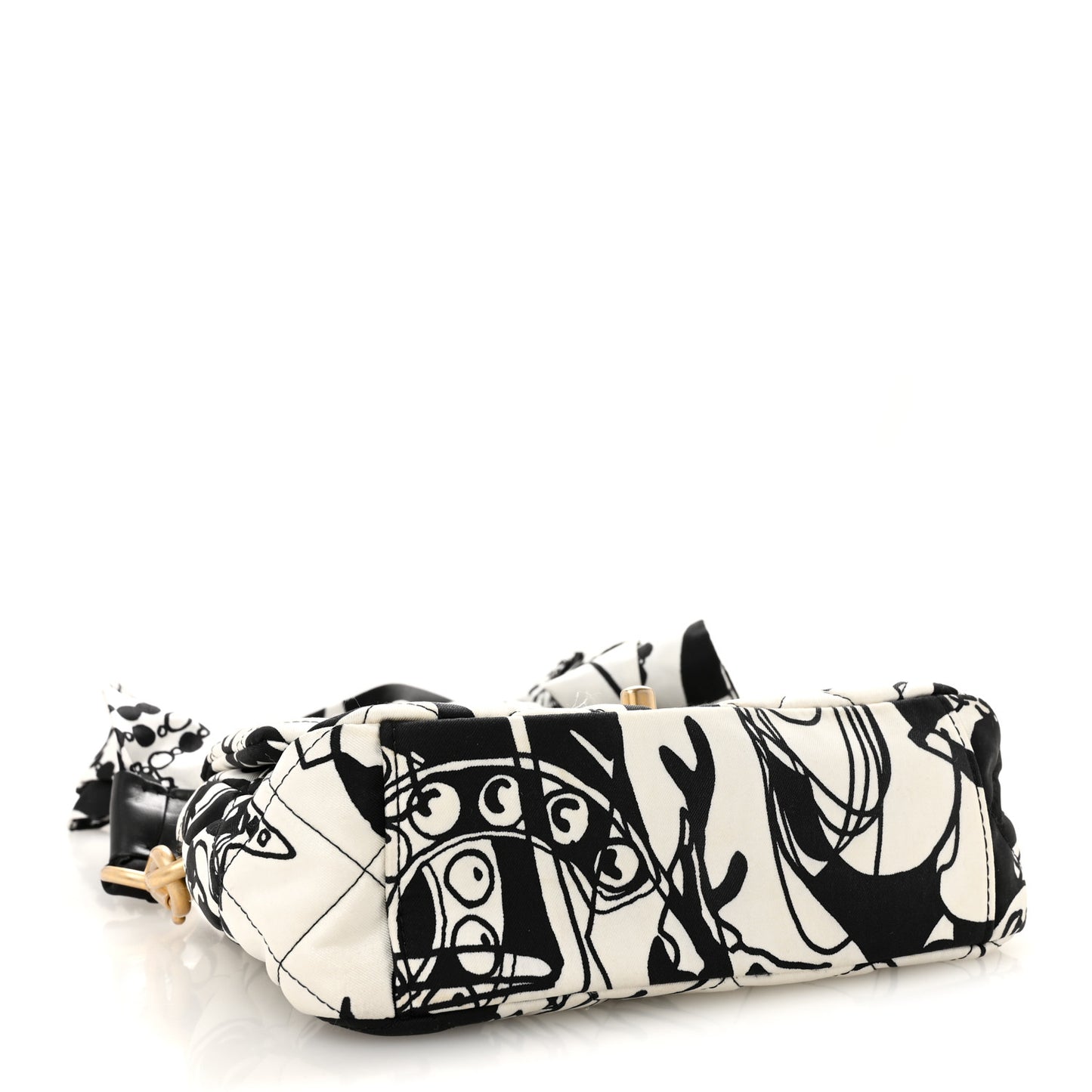 Canvas Printed Deer Coco Mini Single Flap White Black