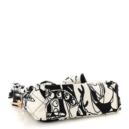 Chanel Canvas Printed Deer Coco Mini Single Flap White Black 4 of 11