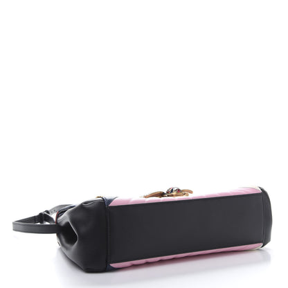 Gucci Calfskin Bamboo Trapuntata Queen Margaret Top Handle Bag Blue Agata Hibiscus Red Mystic White Sugar Pink 4 of 13