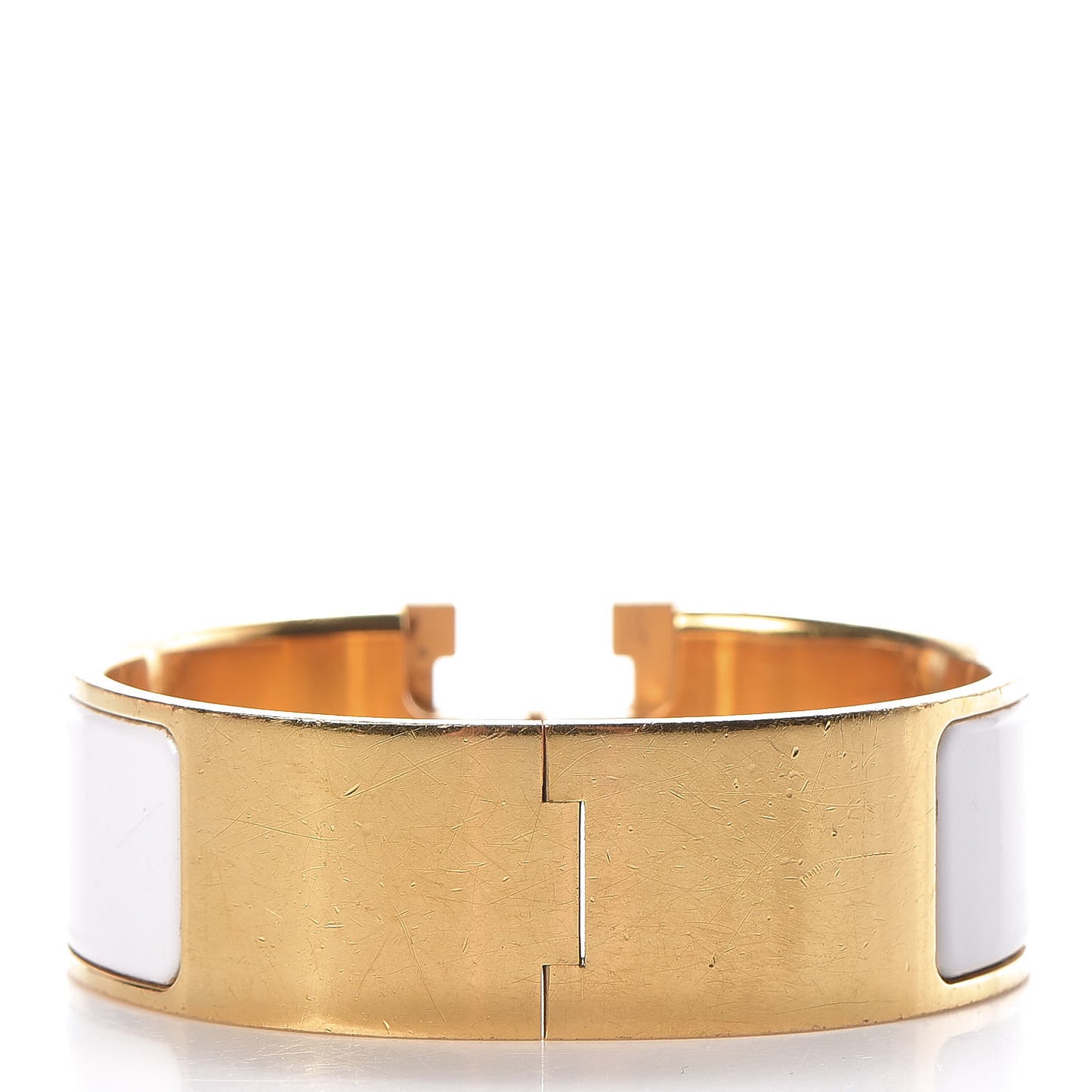 Enamel Wide Clic Clac H Bracelet PM White