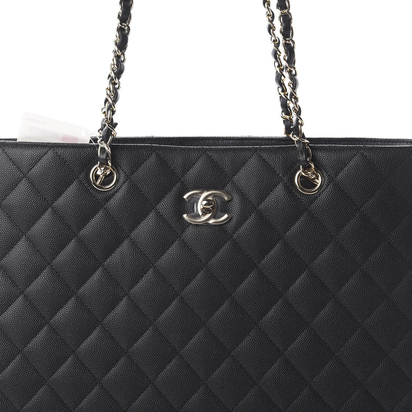 Caviar Quilted Large Shopping Tote Black