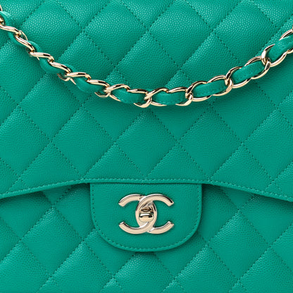 Chanel Caviar Quilted Jumbo Double Flap Turquoise 8 of 11