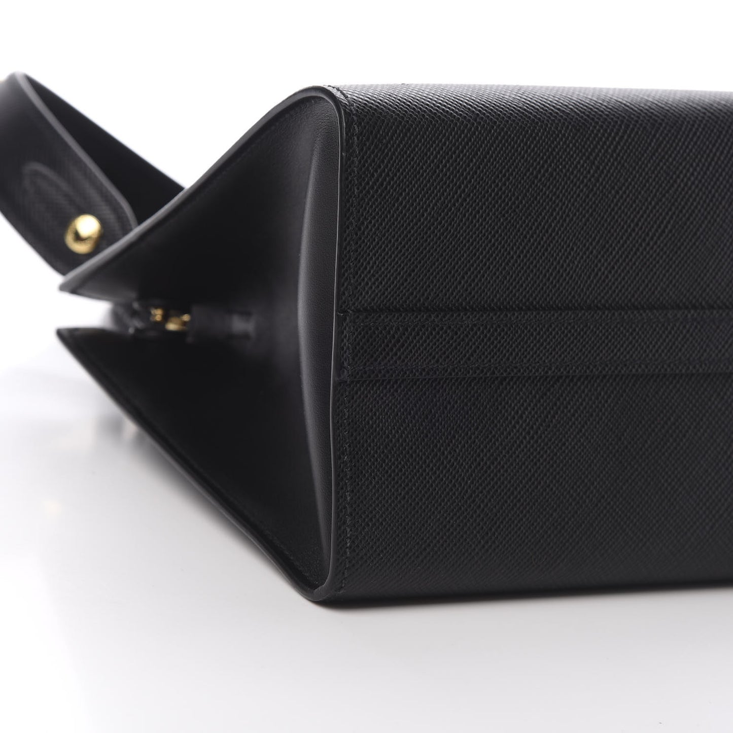 Saffiano Cuir Calfskin Small Monochrome Top Handle Tote Black