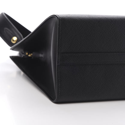Prada Saffiano Cuir Calfskin Small Monochrome Top Handle Tote Black 10 of 11