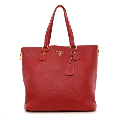 Prada Vitello Daino Side Zip Shopper Tote Rosso 1 of 11