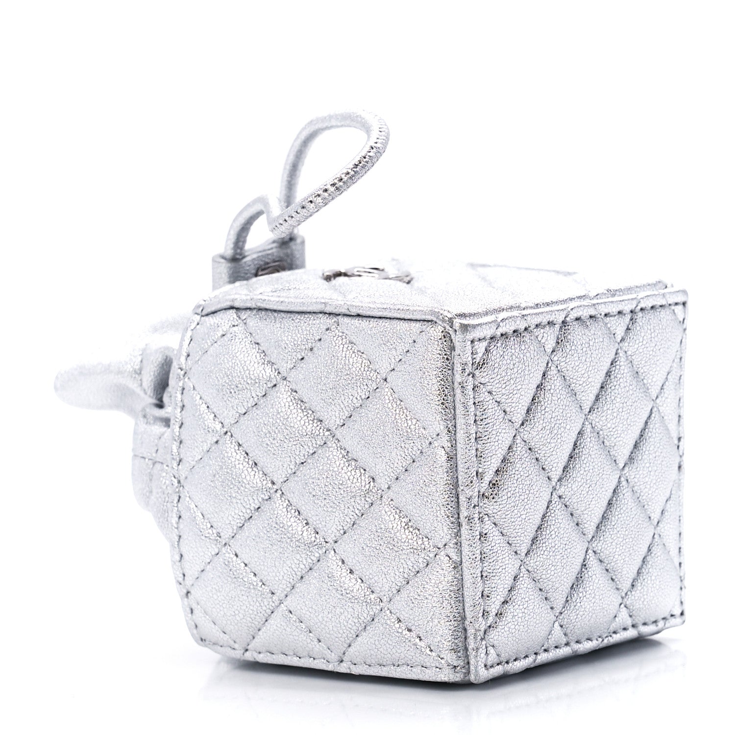 Chanel Metallic Caviar Quilted Mini Drawstring Bucket Bag Silver 4 of 12