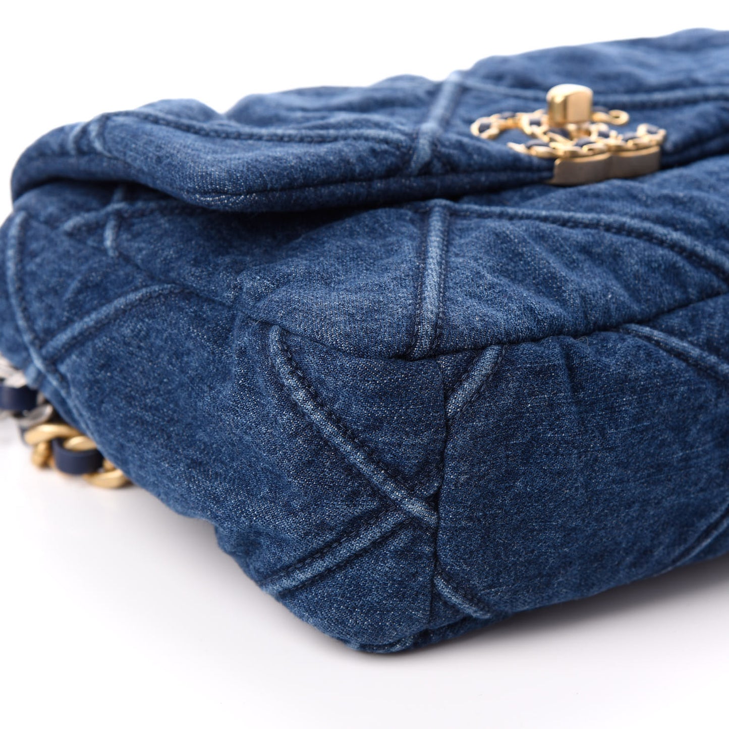 Denim Quilted Medium Chanel 19 Flap Blue