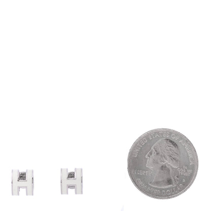 Hermes Palladium Lacquered Pop H Earrings White 2 of 4