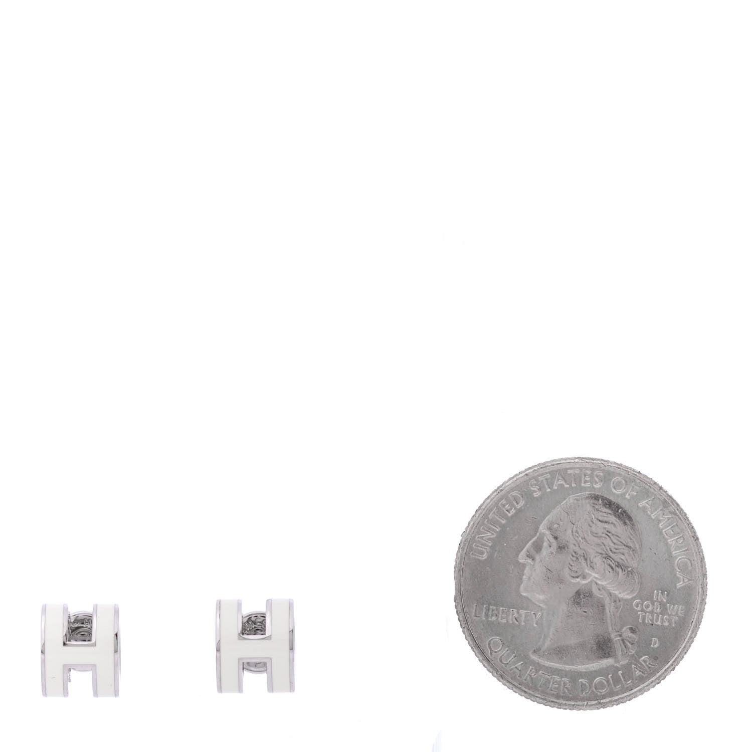 Hermes Palladium Lacquered Pop H Earrings White 2 of 4