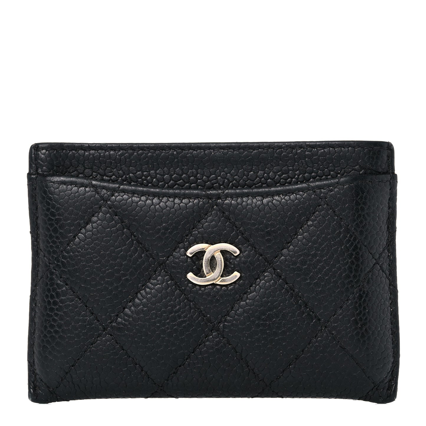 Caviar Quilted Card Holder Black