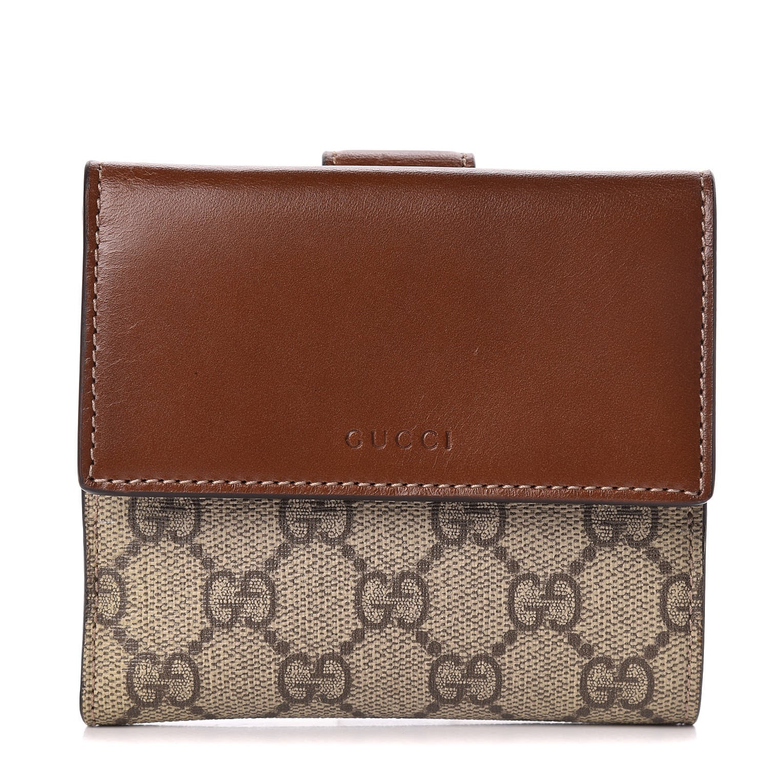 Gucci GG Supreme Monogram French Flap Wallet Brown 1 of 8