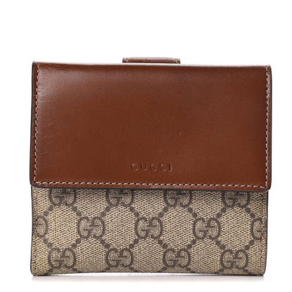 Gucci GG Supreme Monogram French Flap Wallet Brown 1 of 8