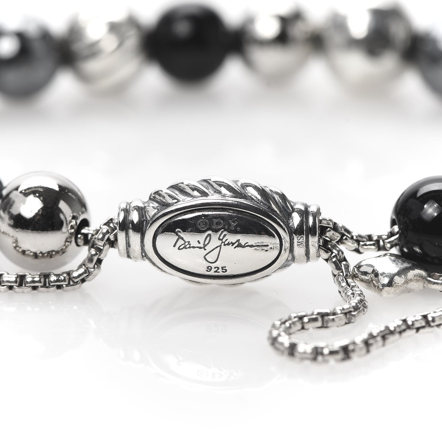 David Yurman Sterling Silver Black Onyx Hematite 8mm Elements Bead Bracelet 4 of 4