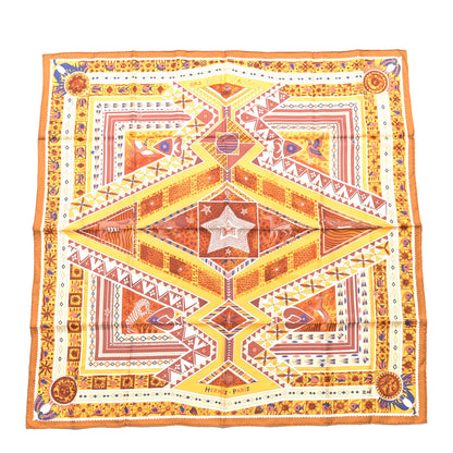 Hermes Silk Ors Bleus D’Afrique Scarf 90 Caramel Jaune D'Or Cannelle 1 of 4