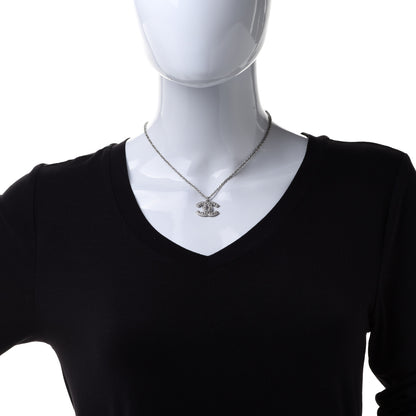Chanel Crystal Pearl CC Pendant Necklace Silver 2 of 6