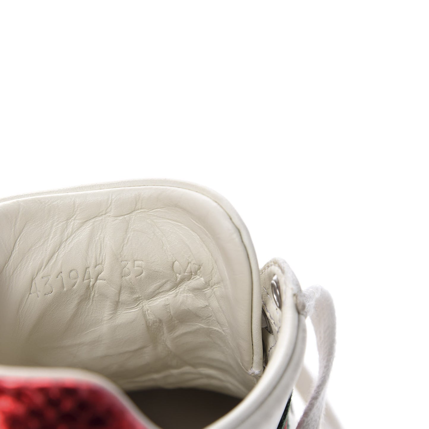 Calfskin Ayers Bee Embroidered Womens Ace Sneakers 35 White Green