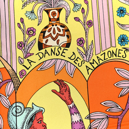 Hermes Silk La Danse Des Amazones Scarf 90 Vert Orange Multicolor 5 of 6