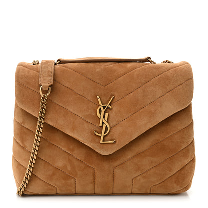 Saint Laurent Suede Calfskin Y Quilted Monogram Small Loulou Chain Satchel Cinnamon 1 of 11