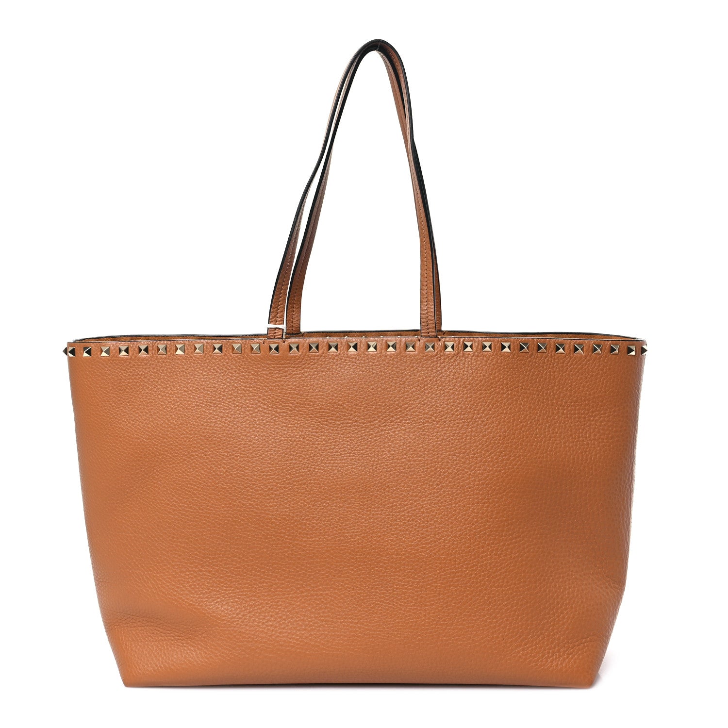 Valentino Garavani Grained Calfskin Rockstud Shoulder Tote Almond 1 of 10