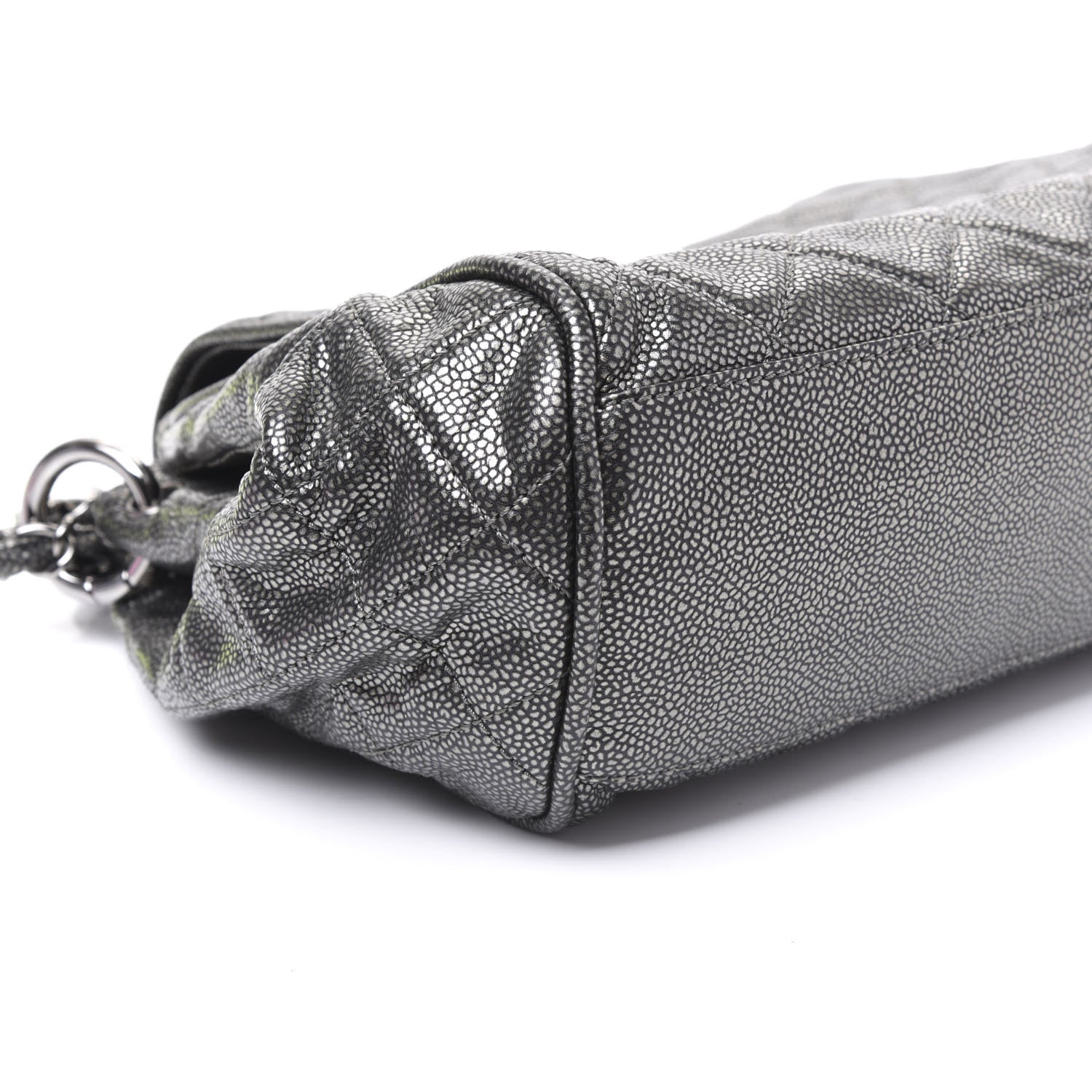 Chanel Metallic Caviar Quilted Timeless Accordion Flap Dark Silver 5 of 9