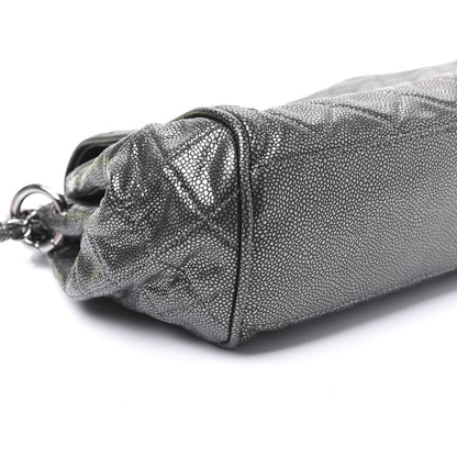 Chanel Metallic Caviar Quilted Timeless Accordion Flap Dark Silver 5 of 9