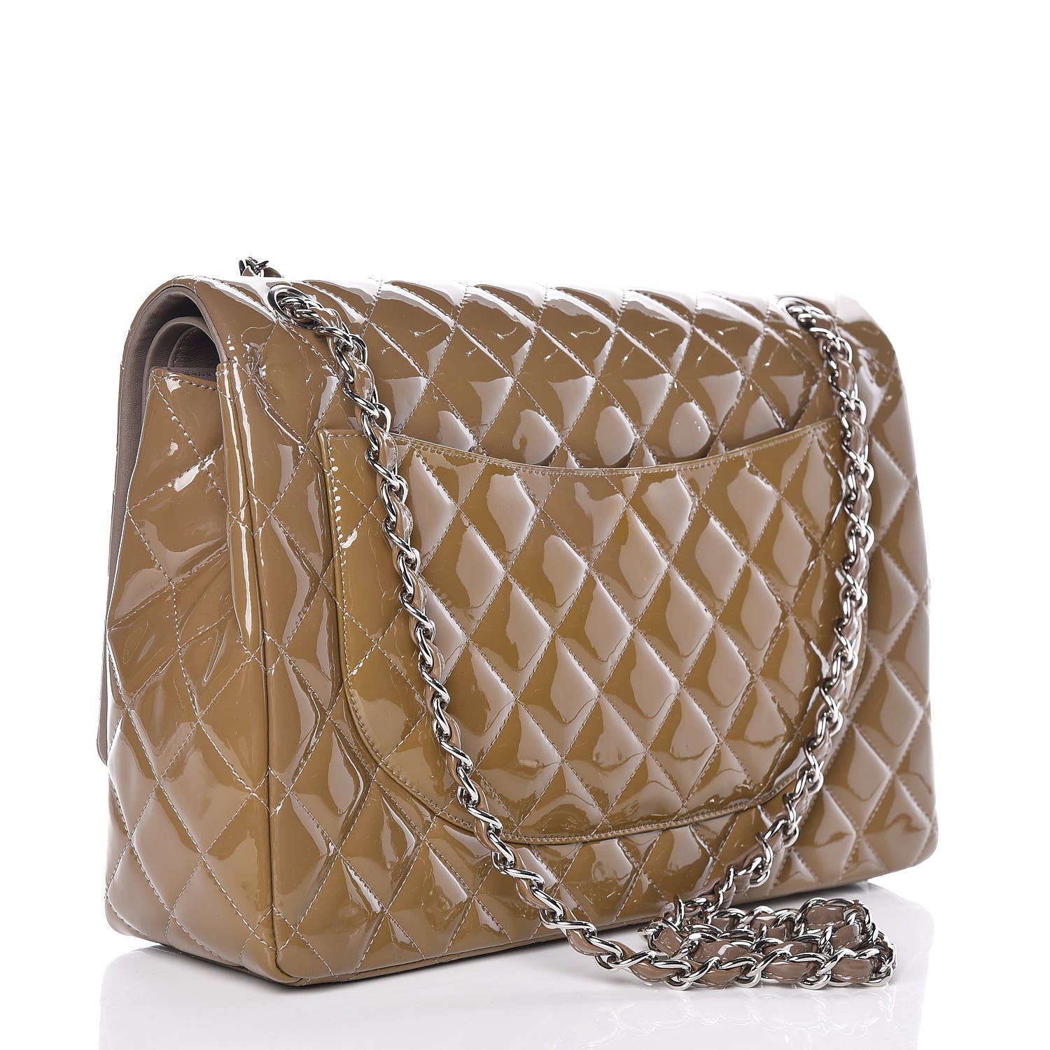 Chanel Patent Calfskin Quilted Maxi Double Flap Grey 3 of 12