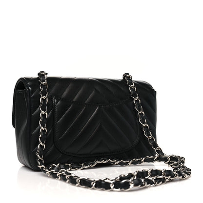 Chanel Lambskin Chevron Quilted Mini Rectangular Flap Black 3 of 15
