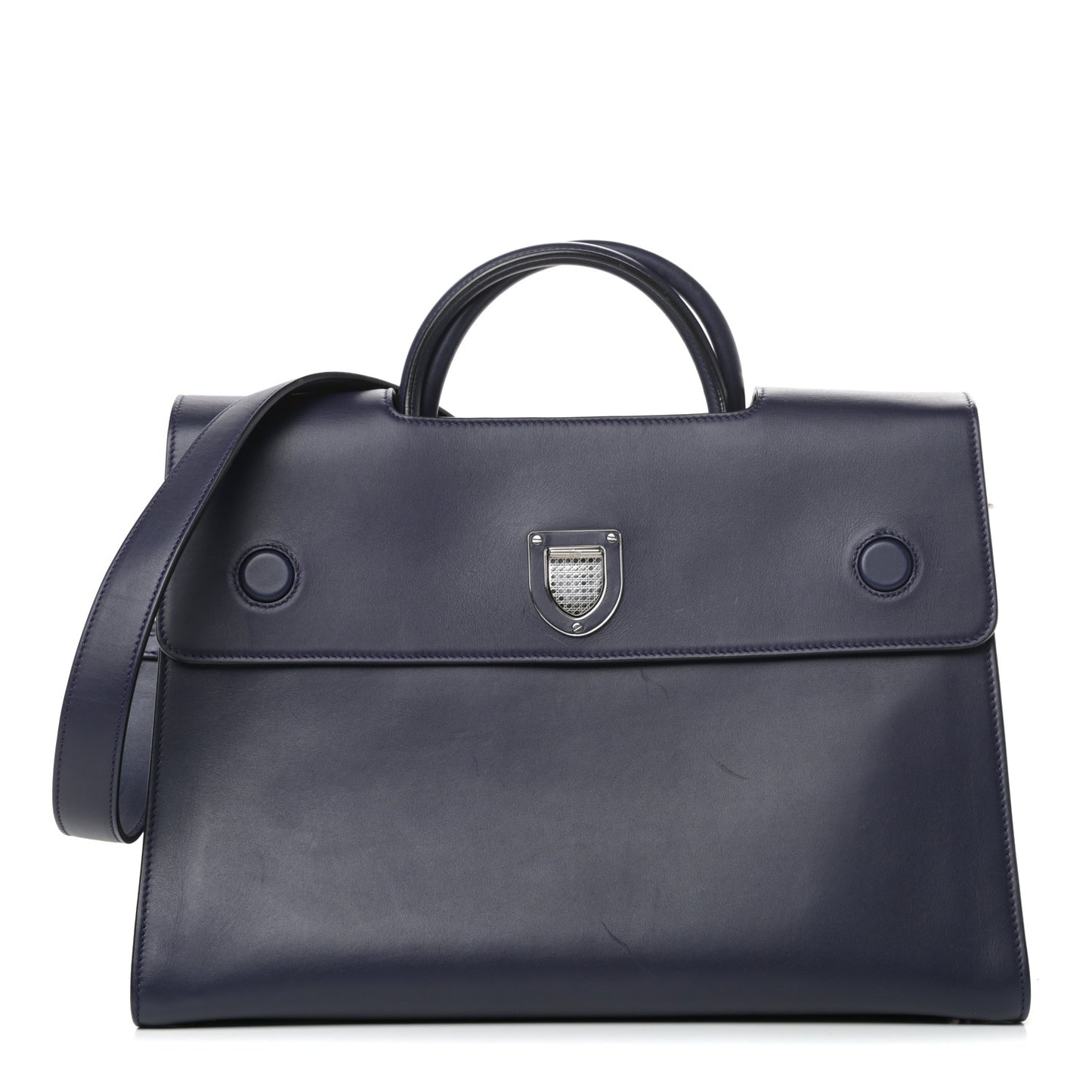 Calfskin Large Diorever Flap Navy