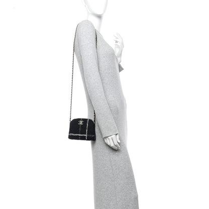 Chanel Tweed Quilted Mini Clutch With Chain Black White 2 of 10