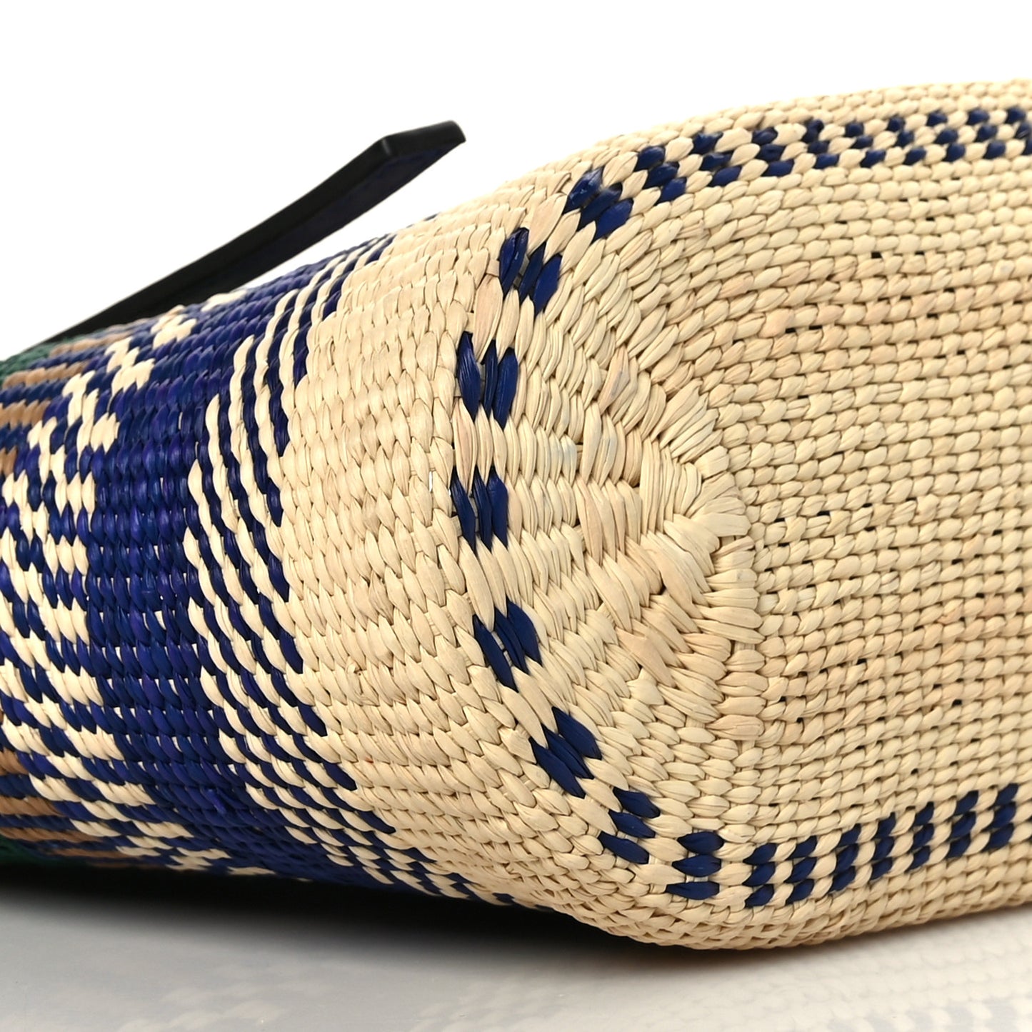 Raffia Small Square Basket Tote Bag Blue Multicolor