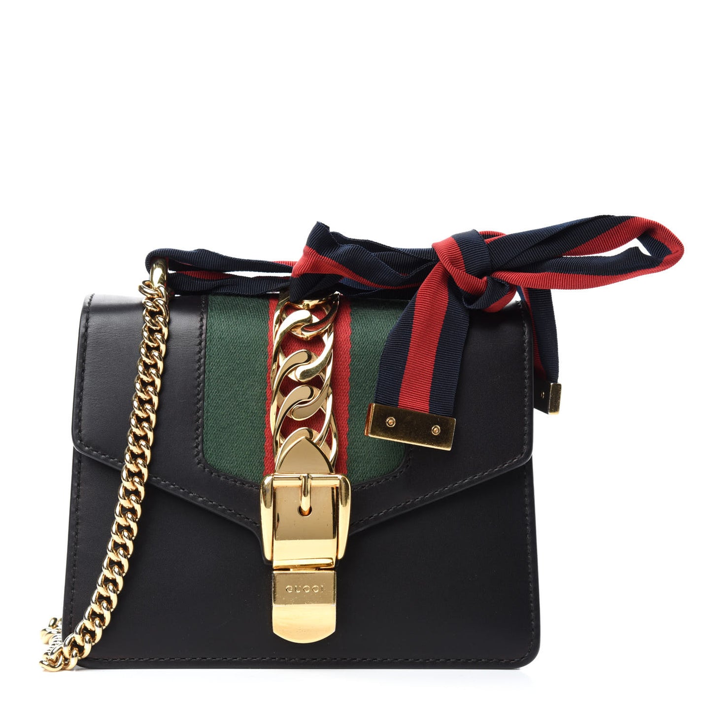 Calfskin Mini Sylvie Chain Shoulder Bag Black